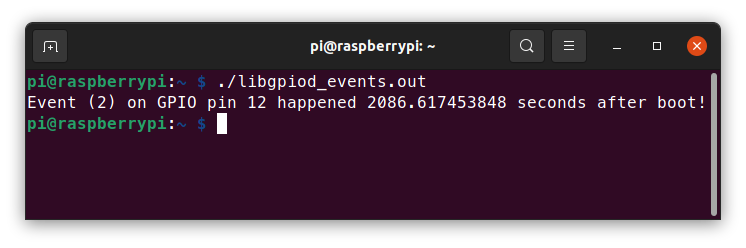 Gpiod events example on the RaspberryPi